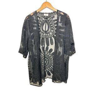 David and Young Lace Kimono duster Black Festival Boho size medium large